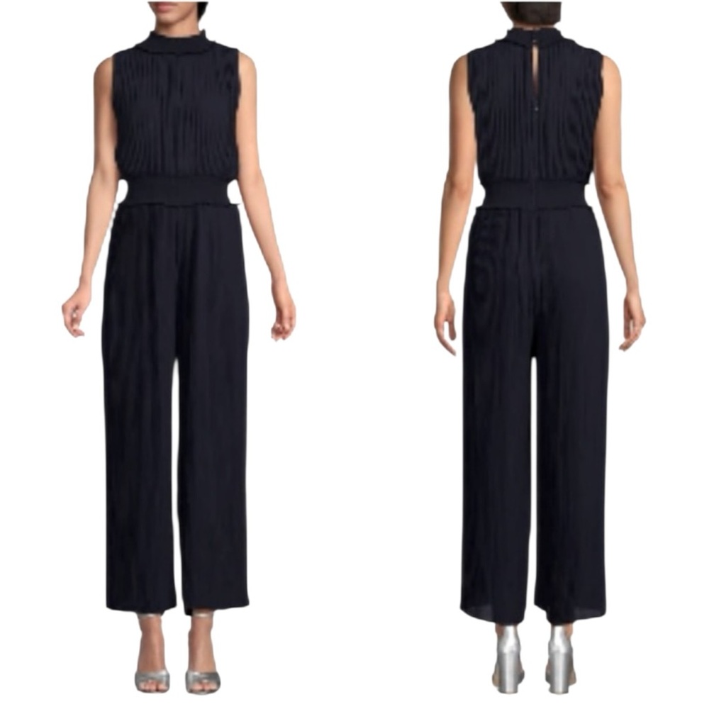 NWT Nanette Lepore Black Sleeveless Pleated Wide-Leg Jumpsuit